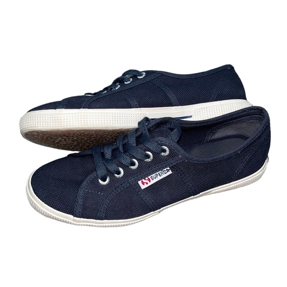 Like New Superga Tennis Shoes Sneakers 7 Navy Blue - Picture 2 of 15